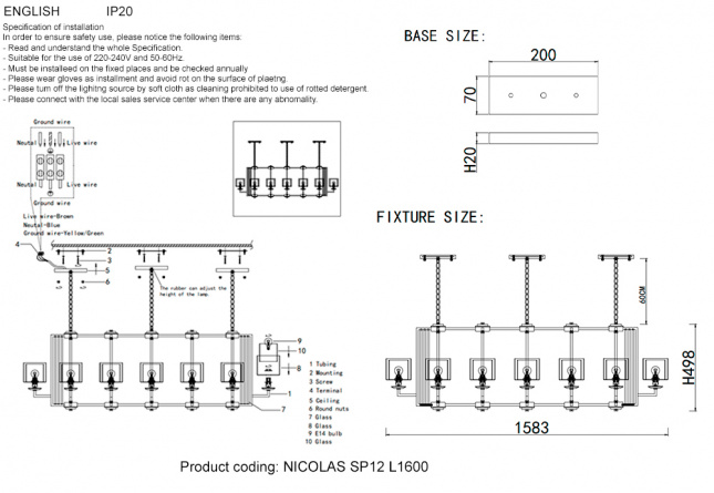 Люстры Crystal Lux NICOLAS SP12 L1600 GOLD/WHITE фото 4
